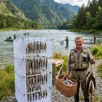 Сушилка для рыбы четыре яруса белая